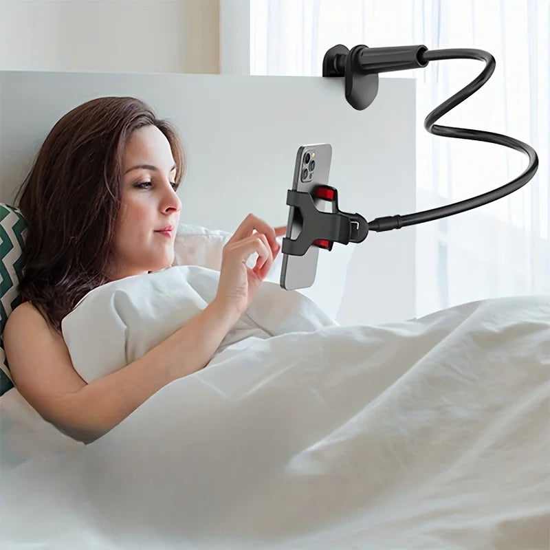 FlexiView Gooseneck Phone Holder with Long Arm Clamp for Bedside & Desk Use